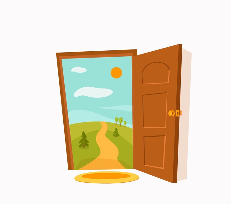 Open deur illustratie