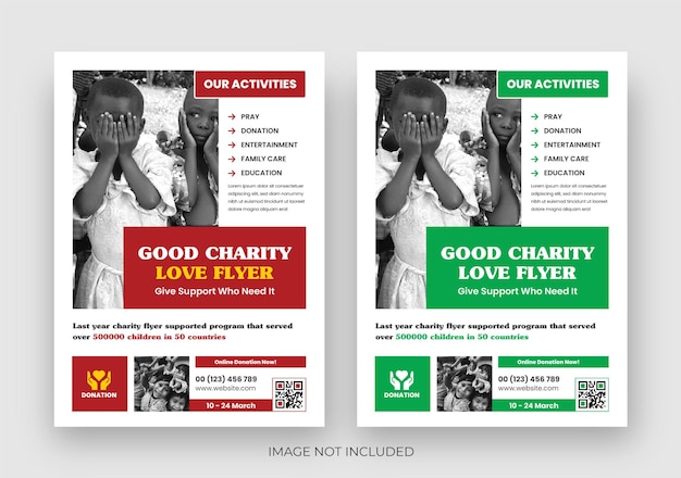 Vector open donation flyer, charity flyer template