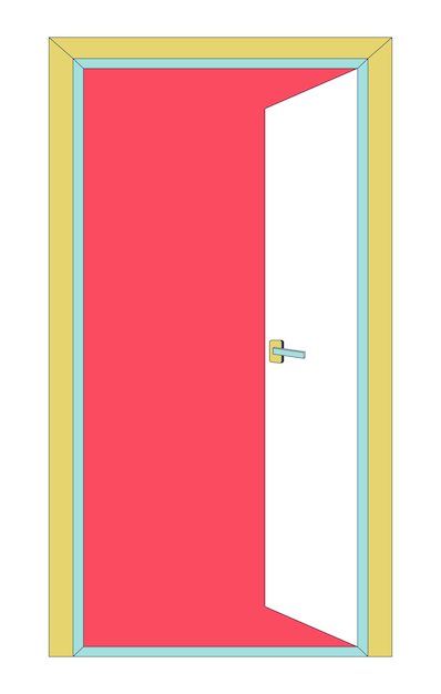 ベクトル ドアを開ける 2d 線形アニメのオブジェクト 出口 隔離されたラインベクトル要素 白い背景 仕事を辞める 入口 インテリア 建物へのアクセス 入口 緊急出口 カラー フラットスポットイラスト