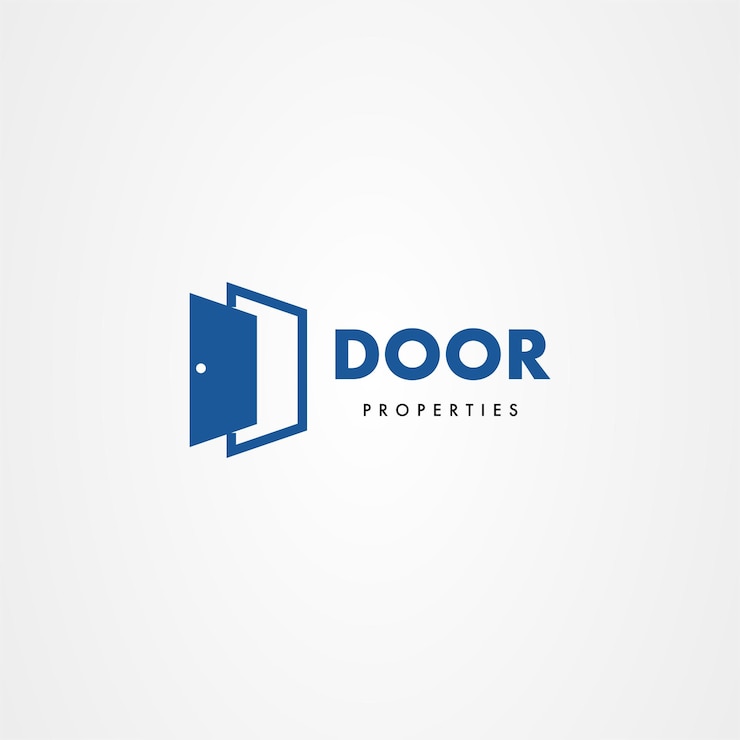 Vector open the door logo design silhouette property apartment furniture icon symbol door properties logo