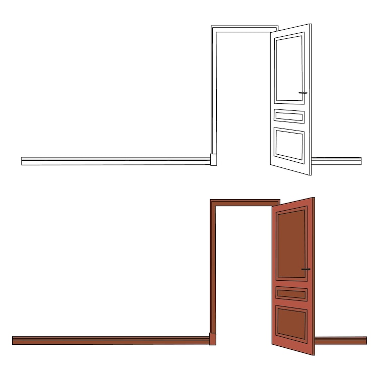 Vector open door on a white background