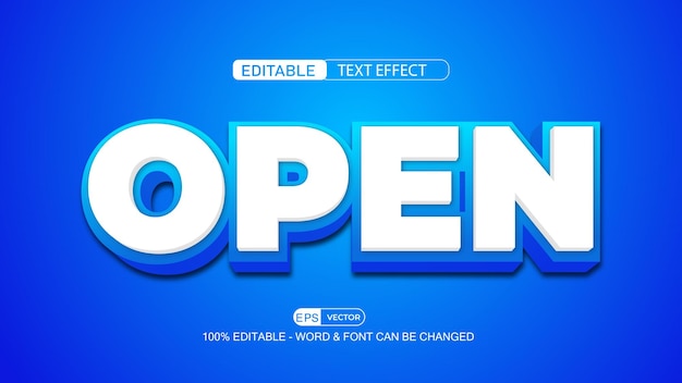 Open Editable Text Effect Vector 3d style