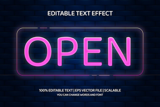 open editable text with neon glow effect