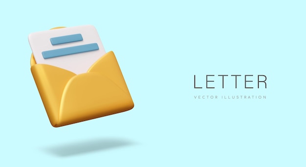 Open een gele envelop met een vel papier. Correspondentieconcept.