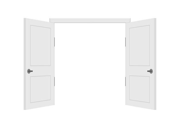 Open end closed door. interior . business concept. front view. home office concept. business success.