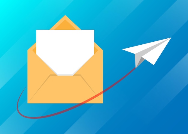 open envelope mock up letter background icon send to email mail blue illustration vector
