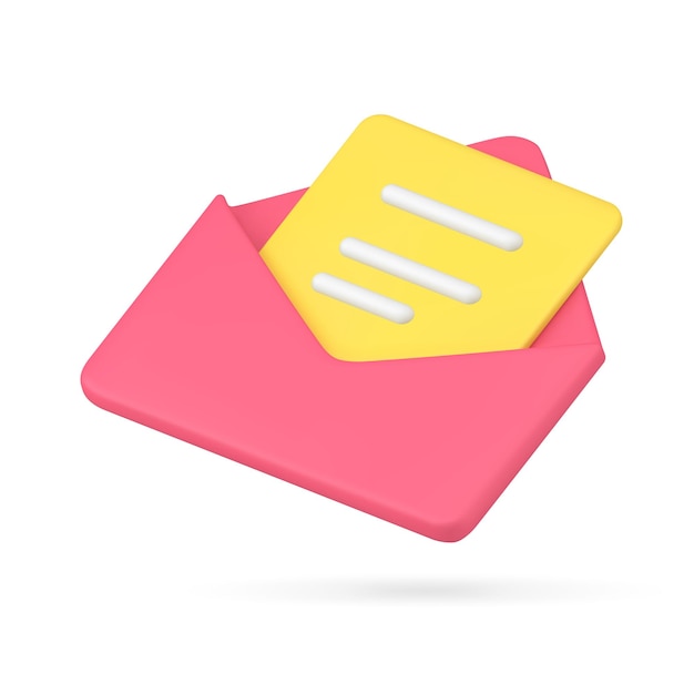 Open envelope yellow letter blank decorative isometric design d icon vector illustration