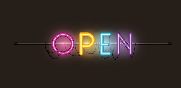 Open fonts neon lights label