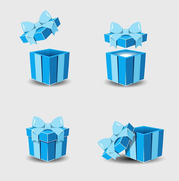 Vector open gift box with a ribbon bow on a gray background.
realistic vector icon for gift