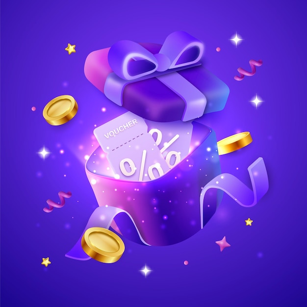 open gift box with vouher design