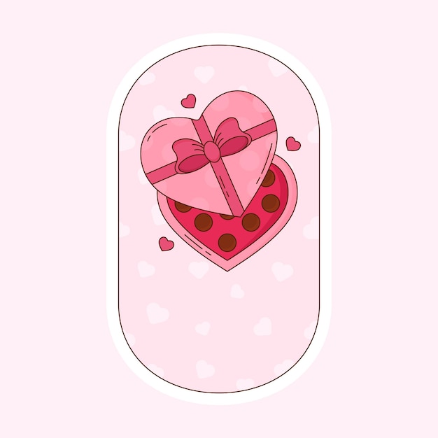 Open Gift Heart Shape Chocolate Box On Oval Pink Background