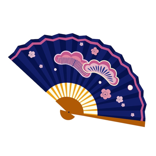 Open hand fan on a white background Traditional decoration and accessory Vector flat illustration