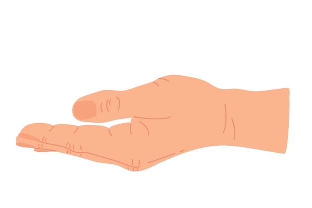 Vector open hand opzoeken om te bidden en te vragen palm hand omhoog gebaar met hand platte vectorillustratie