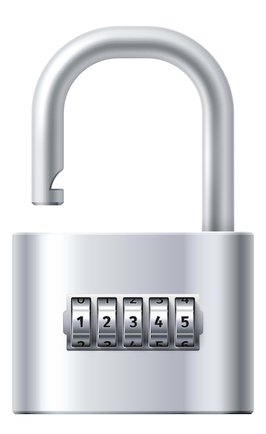Open hangslot realistisch mockup Wachtwoordbeveiligingsslot