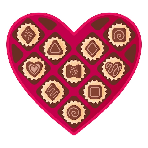 Vector open heart pink box of chocolates