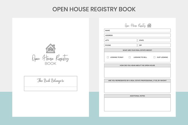 Open house registry book kdp interior