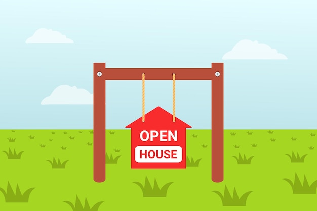 Open House signboard realistic style Vector illustration