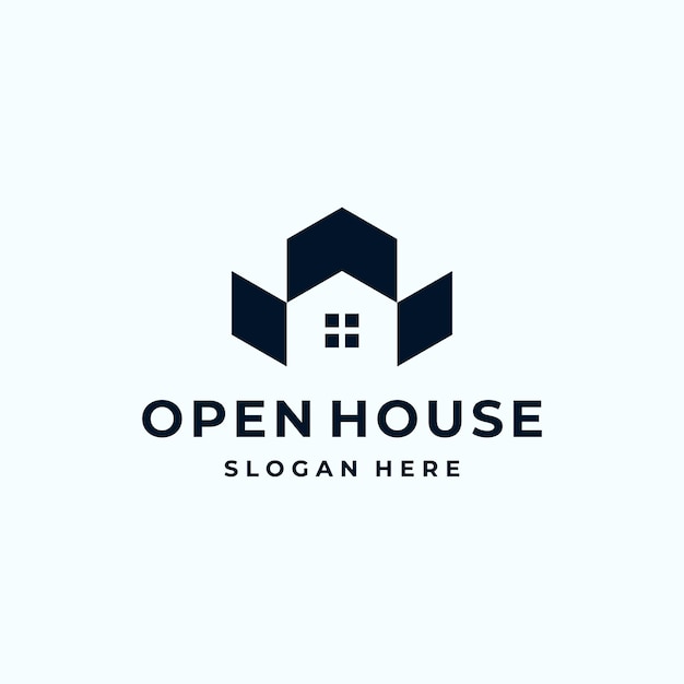 Open huis huis logo ontwerp inspiratie