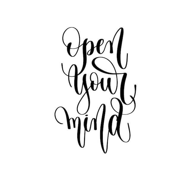 Open je geest hand belettering inscriptie tekst positieve offerte