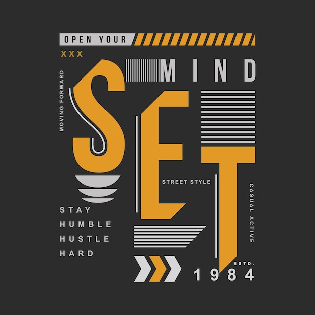 Open je mindset grafische typografie T-shirt vector illustratie goed voor casual stijl