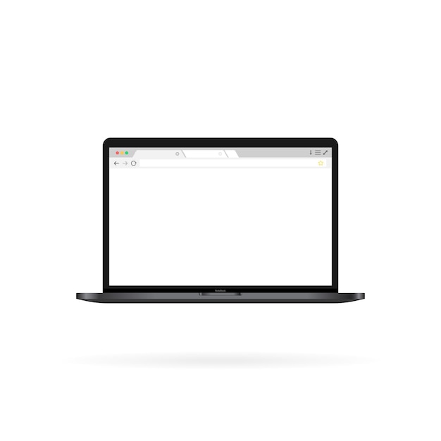 Open laptop en internet browservenster op een scherm. Webpagina. Vector op geïsoleerde witte achtergrond. EPS-10.