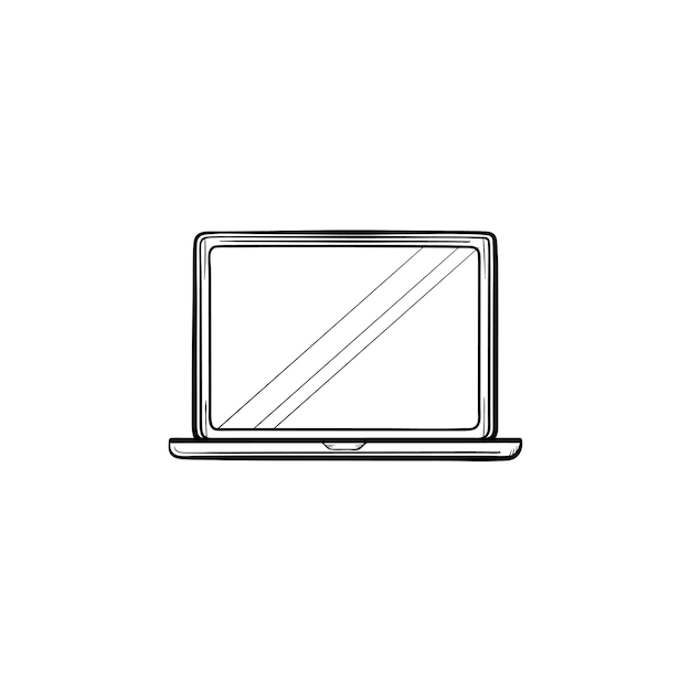 Open laptop hand drawn outline doodle icon. notebook and computer, electronic device, office equipment concept