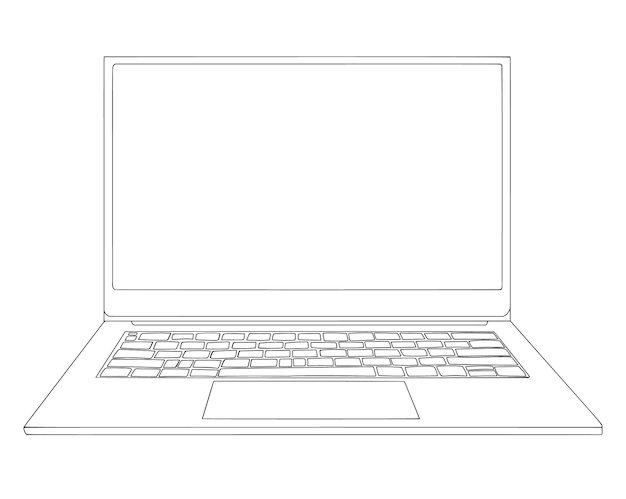 Open laptop vector black and white graphicsxA