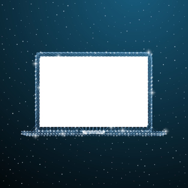 Laptop aperto. mockup di computer portatile wireframe.