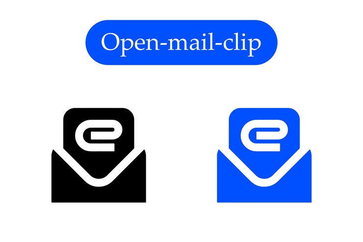 वेक्टर open mail clip vector art icon on white background