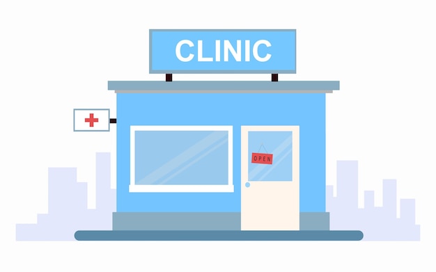 Open medical store. pharmacy store in urban space. flat style vector illustration.