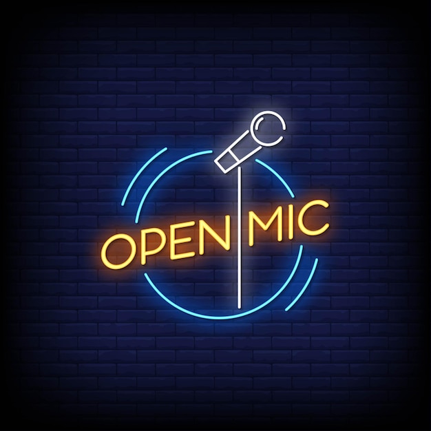 Open mic neon signs style text