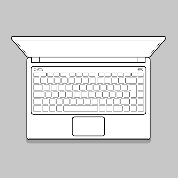 Open Modern Laptop top view Vector Illustration