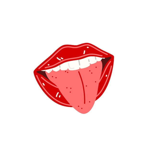 Open Mouth With Red Lips and Tongue Sticking Out