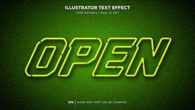 open neon effect bewerkbaar lettertype