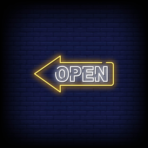 Open neon signs style text