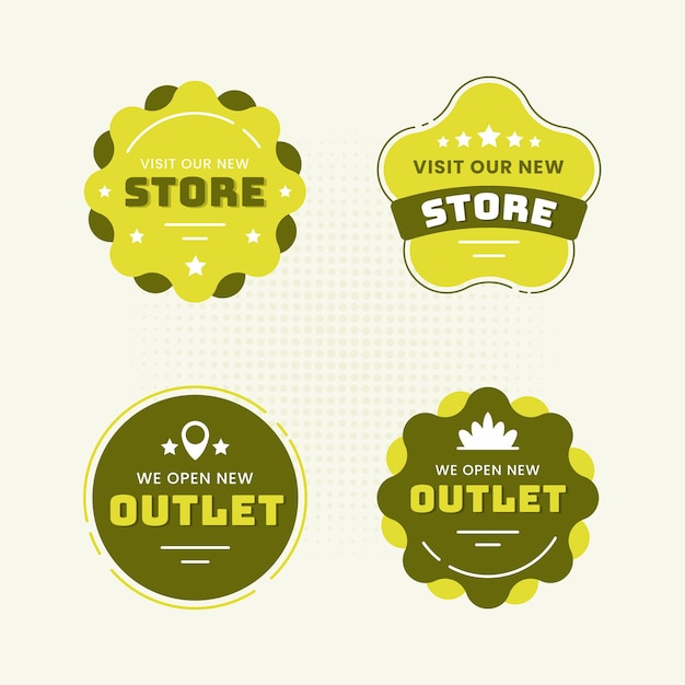 Open new store outlet label set design concept