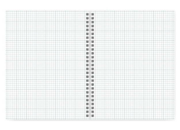 Open notebook witte vierkante pagina's vector mockup Spiraal gebonden dwarsdoorsnede papieren notitieblok mockup