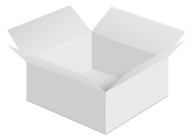 Vector open paper box mockup white realistic container