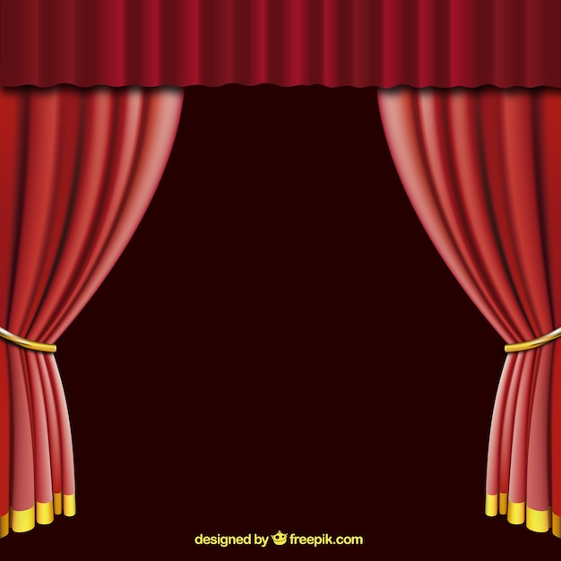 Open red curtain