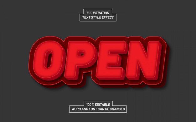 Open Red Text Style Effect