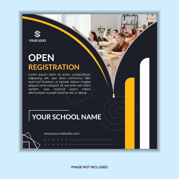 Open registration social media post design and web banner