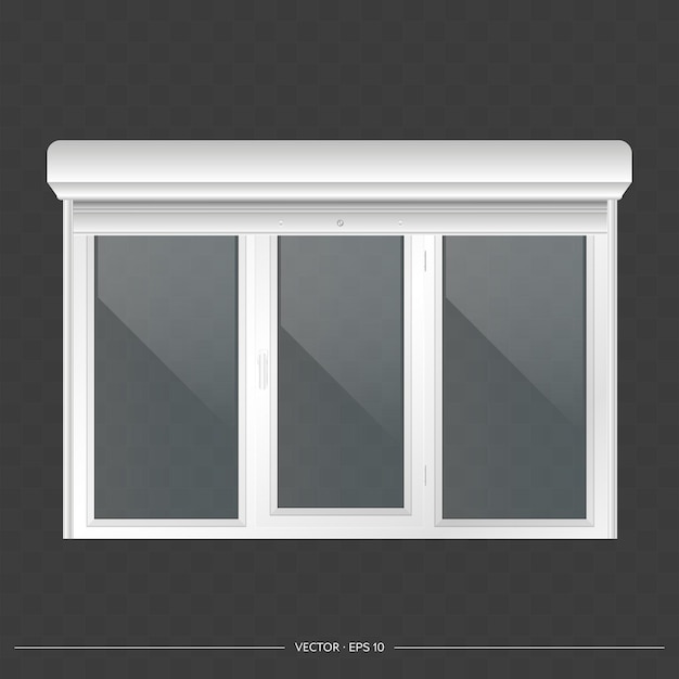 Vector open roller shutter on the euro window. realistic euro window with roller shutters vector.