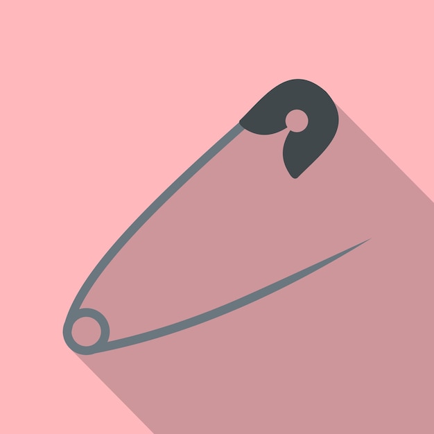 Vector open safety pin flat icon on a pink background