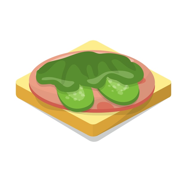 Open sandwich ham cheese lettuce cucumber slices fresh ingredients bread breakfast healthy