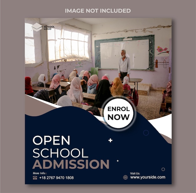 Vector open school education admission online post template design