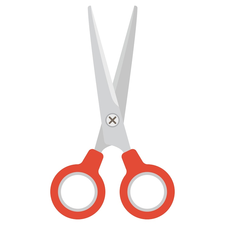 वेक्टर open scissors with circular red handles isolated on white background