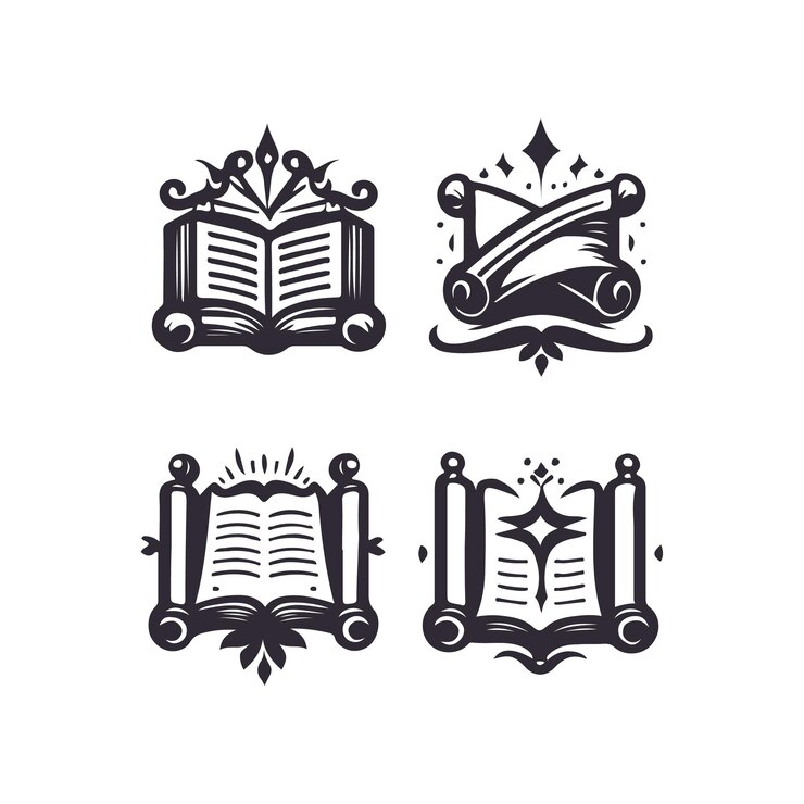 Vector open scrolls book collection logo