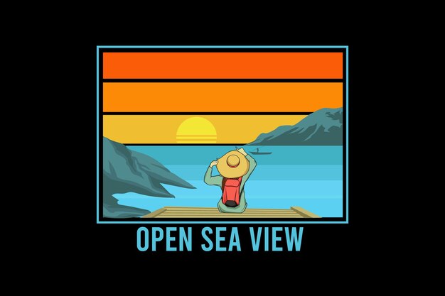 Open sea view retro vintage landscape