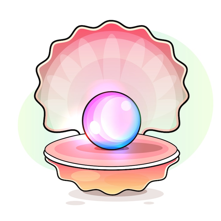 Vector open shell with pearl inside