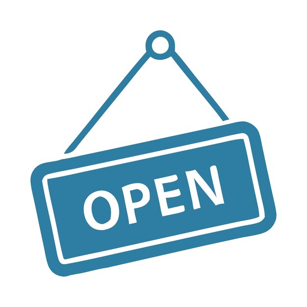 Open Shop Sign Icon Clipart Concept van het verwelkomen van bezoekers Vector illustratie op witte achtergrond